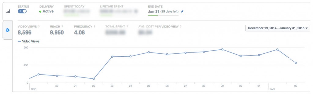Facebook Video Ad Dashboard View Count